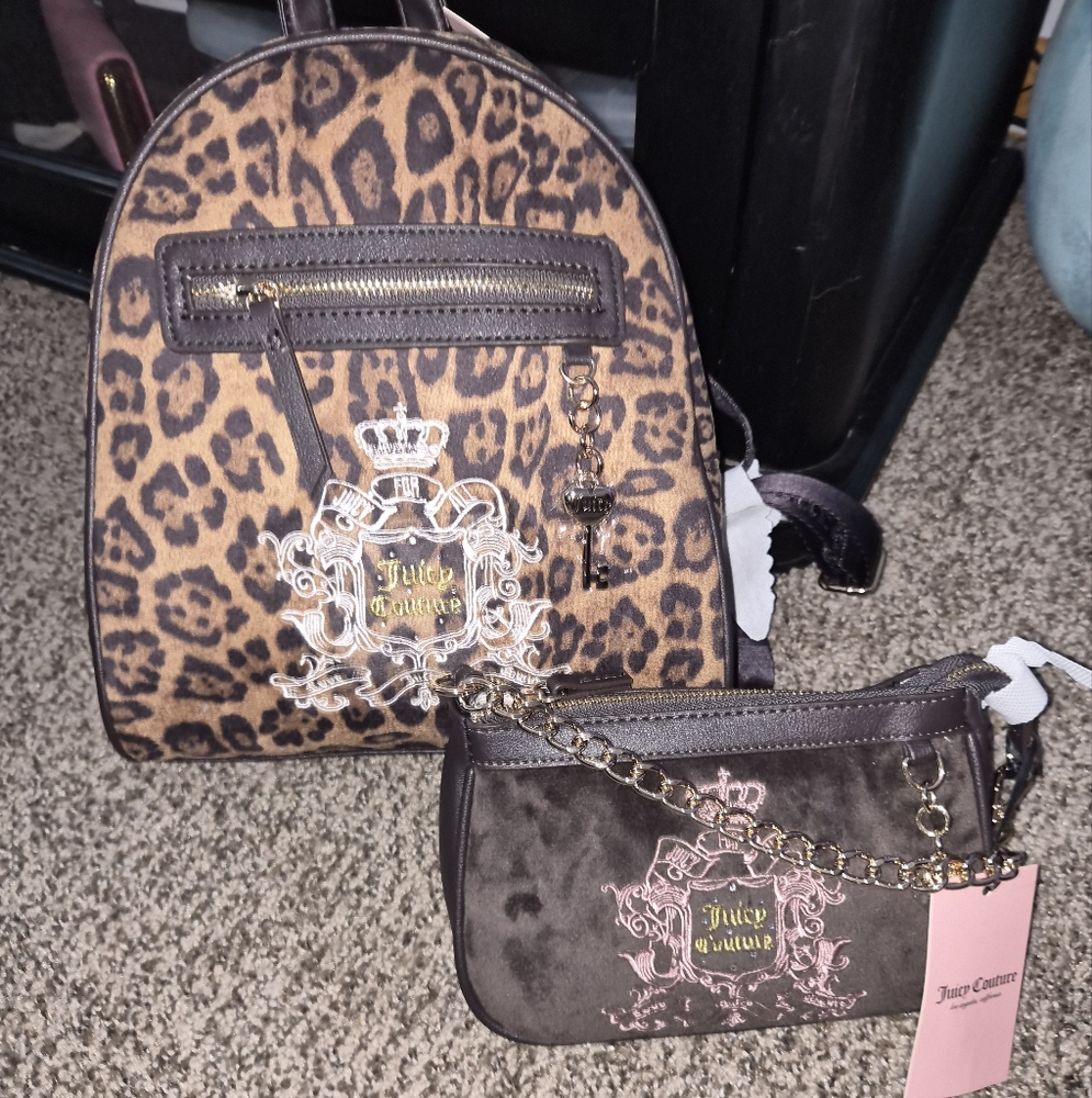 Juicy Couture Leopard and Brown Bag Set